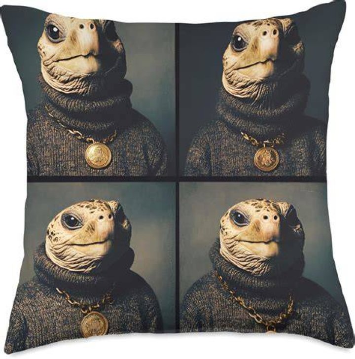 Animal lovers: One throw pillow depicted a tiger skin rug, while another velvet pillow was decorated with colorful parrots