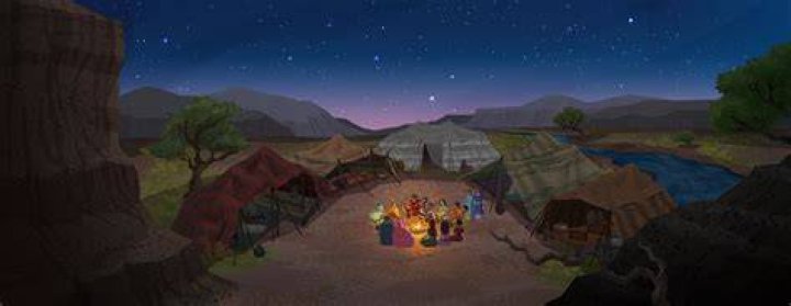 Las familias de Lehi e Ismael viajan por el desierto en esta escena de Videos del Libro de Morm&oacute;n. 