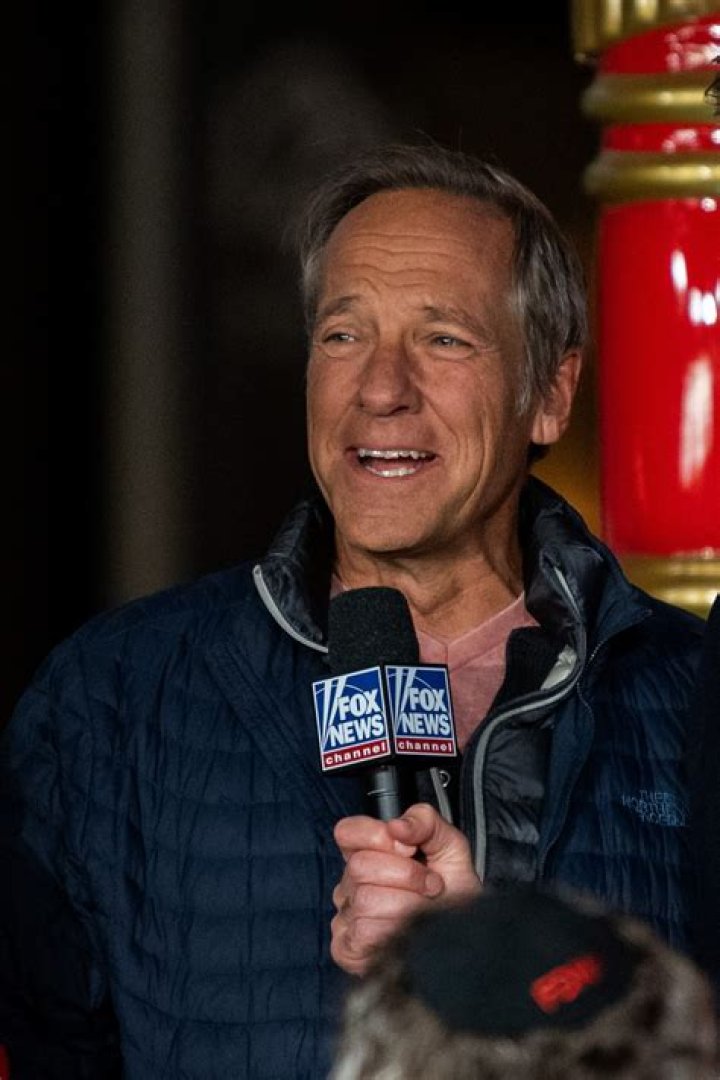Mike Rowe speaks on camera at the new All-American Christmas Tree lighting outside News Corporation at Fox Square in New York City on December 9, 2021 | Source: Getty Images